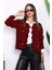 Bordo Düğme Detaylı Angora Yumoş Triko Hırka 1