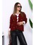 Bordo Düğme Detaylı Angora Yumoş Triko Hırka 3