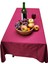 Bordo Sade Happy Pamuklu Dokuma Çevre Dostu Kamp Karavan Masa Örtüsü 120 cm 2