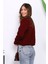 Bordo Selanik Örgülü Kısa Triko Hırka 4