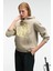 LIORAEN Kadın Baskılı Relaxed Kanguru Cepli Kapüşonlu Taş Rengi Sweatshirt 1