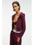 COSIMA Kadın Metal Fermuarlı Kapüşonlu Crop Bordo Sweatshirt 3