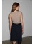ORILENNA Kadın Önü Düğüm Detaylı Vücudu Saran Sıfır Kollu Slim Fit Bej Bluz 6