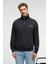 BRAM Erkek %100 Pamuk Dik Yakalı Yarım Fermuarlı Baskılı Antrasit Sweatshirt 5