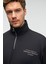 BRAM Erkek %100 Pamuk Dik Yakalı Yarım Fermuarlı Baskılı Antrasit Sweatshirt 6