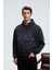 TRUETT Erkek Kapüşonlu Kanguru Cepli Önü Ve Sırtı Baskılı Oversize Antrasit Sweatshirt 1