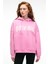 ALIRAYNE Kadın Baskılı Oversize Kapüşonlu Kanguru Cep Pembe Sweatshirt 1