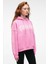 ALIRAYNE Kadın Baskılı Oversize Kapüşonlu Kanguru Cep Pembe Sweatshirt 2