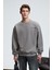 PERCY Erkek Yuvarlak Yaka Göğsü Baskılı Sırtı Baskılı Oversize Koyu Gri Sweatshirt 3