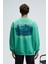 PERCY Erkek Yuvarlak Yaka Göğsü Nakışlı Sırtı Baskılı Oversize Yeşil Sweatshirt 7