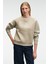 MIRELLAN Kadın Baskılı Yuvarlak Yaka Regular Fit Taş Rengi Sweatshirt 4