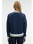 VALLUNE Kadın Kontrast Triko Etek Ucu Manşet Ve Yakalı Nakış Crop Lacivert Sweatshirt 6