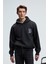 GROVER Erkek Kapüşonlu Süs Dikiş Detaylı Göğsü Nakışlı Kanguru Cepli Antrasit Sweatshirt 1
