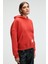 CLARIE Kadın Organik Pamuklu Oversize Kanguru Cepli Kapüşonlu Kırmızı Sweatshirt 3