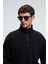 BAXTER Erkek Dik Yakalı Fermuarlı Relaxed Siyah Sweatshirt 5