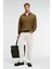 AUGUST Erkek %100 Pamuk Yarım Fermuarlı Yakalı Cepli Süs Etiketli Haki Sweatshirt 3