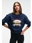 TALMERA Kadın Önü Baskılı Yuvarlak Yaka Lacivert Sweatshirt 1