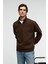 BAXTER Erkek Dik Yakalı Fermuarlı Relaxed Kahverengi Sweatshirt 1