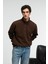 BAXTER Erkek Dik Yakalı Fermuarlı Relaxed Kahverengi Sweatshirt 3