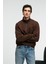 BAXTER Erkek Dik Yakalı Fermuarlı Relaxed Kahverengi Sweatshirt 4
