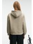 LIORAEN Kadın Baskılı Relaxed Kanguru Cepli Kapüşonlu Taş Rengi Sweatshirt 6