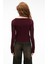 SILIVRA Kadın Havuz Yakalı Esnek Kumaşlı Slim Fit Bordo Bluz 5