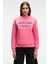 ISOLUNE Kadın Yaka Nakış Detaylı Oversize Bisiklet Yaka Pembe Sweatshirt 2