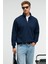 BAXTER Erkek Dik Yakalı Fermuarlı Relaxed Lacivert Sweatshirt 2