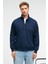 BAXTER Erkek Dik Yakalı Fermuarlı Relaxed Lacivert Sweatshirt 5
