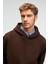 AMOS Erkek Yumuşak Kumaşlı 3 İplik Oversize Kapüşonlu Kanguru Cepli Acı Kahve Sweatshirt 5