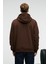 AMOS Erkek Yumuşak Kumaşlı 3 İplik Oversize Kapüşonlu Kanguru Cepli Acı Kahve Sweatshirt 6