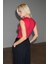 ORILENNA Kadın Önü Düğüm Detaylı Vücudu Saran Sıfır Kollu Slim Fit Fuşya Bluz 7