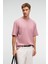 VINTAGE Erkek Kısa Kollu Yuvarlak Yaka Dokulu Gofre Kumaş Regular Fit Pembe T-Shirt 2