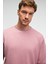 VINTAGE Erkek Kısa Kollu Yuvarlak Yaka Dokulu Gofre Kumaş Regular Fit Pembe T-Shirt 5