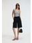 LILLESOL Kadın Fitilli Görünümlü Slim Fit Vücuda Oturan Havuz Yakalı Pamuklu Basic Antrasit Atlet 4