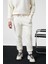 MARSHALL Erkek Pamuklu İçi Polarlı Nakışlı Relaxed Ekru Eşofman Takımı 5