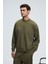 VIENTO Erkek Bisiklet Yaka Uzun Kollu Regular Fit Haki Sweatshirt 5