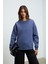 SUSANA Kadın Bisiklet Yaka İçi Polarlı Oversize Fit Basic Lacivert Sweatshirt 1