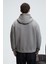 JUSTUS Erkek Kapüşonlu Kanguru Cepli Fermuar Yakalı Koyu Gri Sweatshirt 6