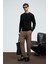 VAREX Erkek Yuvarlak Yaka Basic Slim Fit Triko Siyah Kazak 4