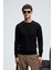 VAREX Erkek Yuvarlak Yaka Basic Slim Fit Triko Siyah Kazak 5
