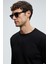 VAREX Erkek Yuvarlak Yaka Basic Slim Fit Triko Siyah Kazak 6