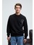 ALDEN Erkek Yuvarlak Yaka Göğsü Ve Sırtı Baskılı Relaxed Fit Siyah Sweatshirt 2