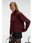 JOYITA Kadın Balıkçı Yaka Oversize Triko Bordo Kazak 3