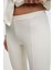 KALYYSIA Kadın Yüksek Bel Geniş Paçalı Slim Fit Ekru Pantolon 5