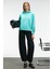 ORINQUE Kadın Kapüşonlu Baskı ve Nakış Detaylı Oversize Turkuaz Sweatshirt 3