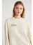 Hetty Kadın Bisiklet Yaka %100 Pamuk Uzun Kollu Ön Ve Sırt Baskı Detaylı Vanilya Sweatshirt 4