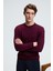 VAREX Erkek Yuvarlak Yaka Basic Slim Fit Triko Bordo Kazak 2