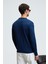 VAREX Erkek Yuvarlak Yaka Basic Slim Fit Triko İndigo Kazak 6