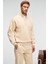 BAXTER Erkek Dik Yakalı Fermuarlı Relaxed Vanilya Sweatshirt 3